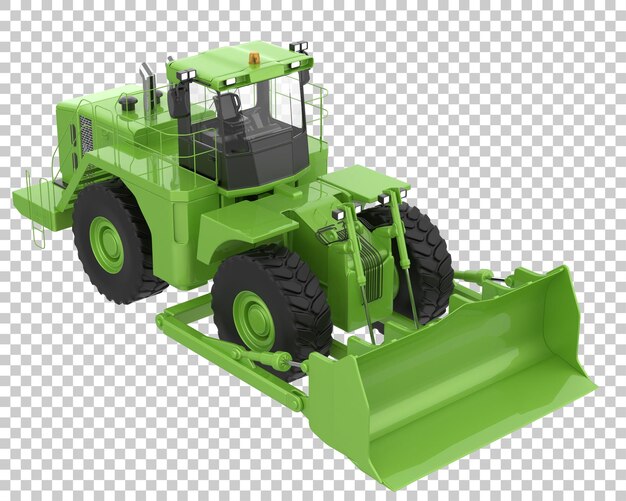 Bulldozer en la ilustración de renderizado 3d de fondo transparente