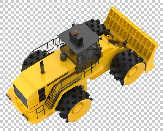 Bulldozer en la ilustración de renderizado 3d de fondo transparente