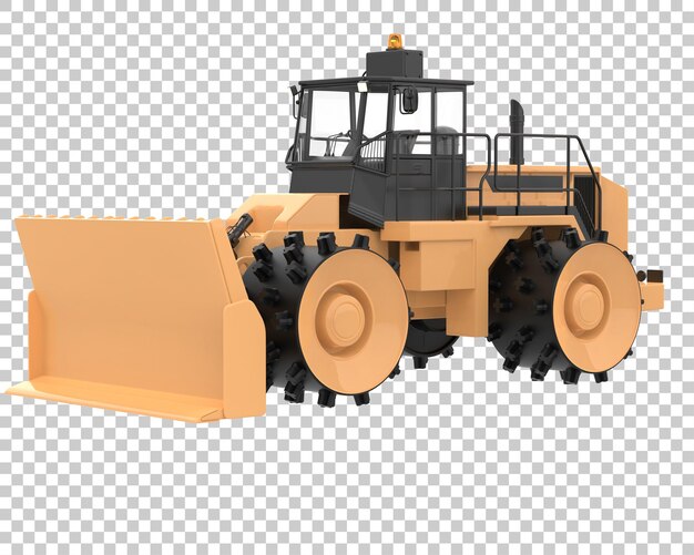 Bulldozer en la ilustración de renderizado 3d de fondo transparente
