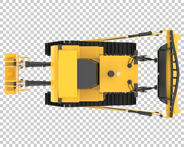 Bulldozer en la ilustración de renderizado 3d de fondo transparente