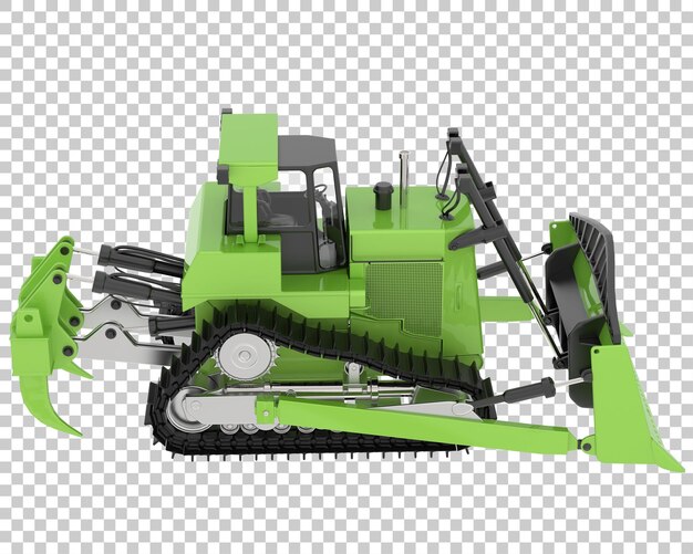 Bulldozer en la ilustración de renderizado 3d de fondo transparente