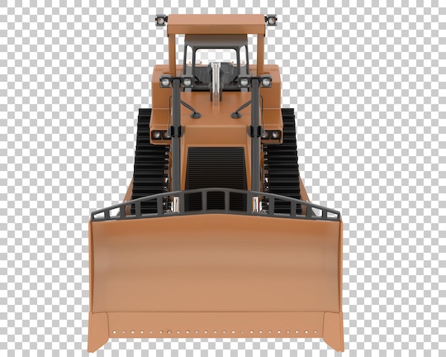 Bulldozer en la ilustración de renderizado 3d de fondo transparente