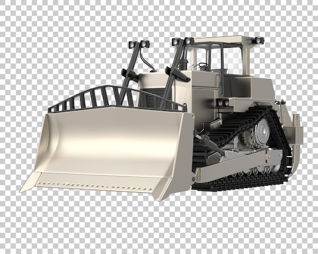 Bulldozer en la ilustración de renderizado 3d de fondo transparente