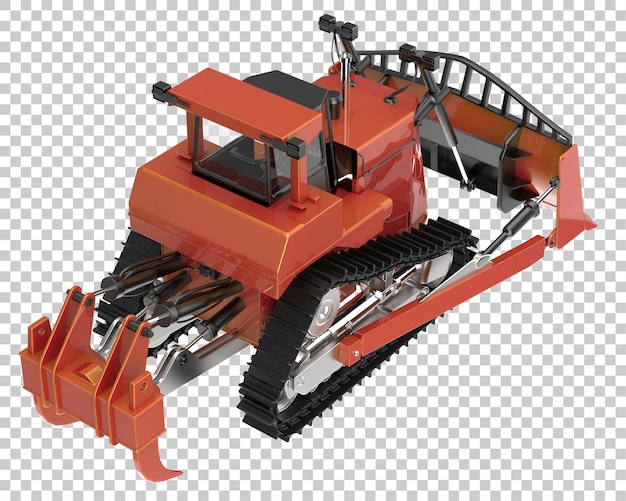 Bulldozer en la ilustración de renderizado 3d de fondo transparente