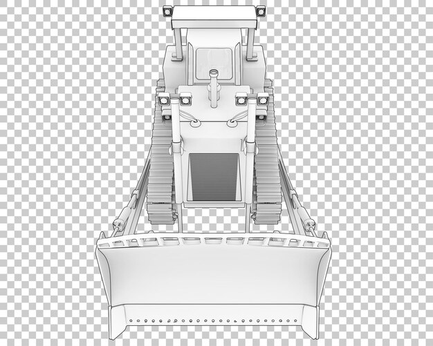 Bulldozer en la ilustración de renderizado 3d de fondo transparente