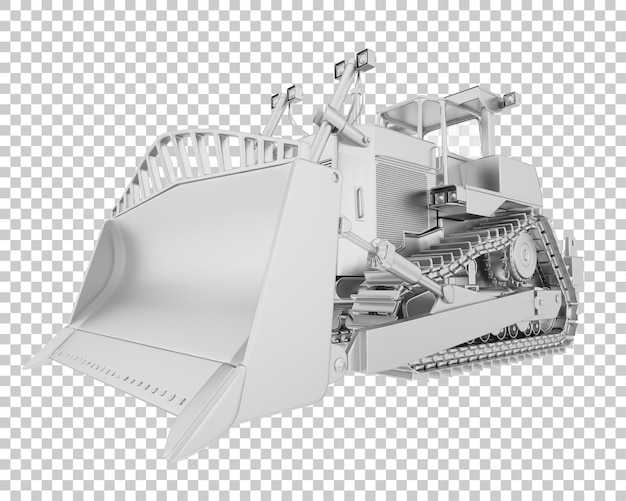 Bulldozer en la ilustración de renderizado 3d de fondo transparente
