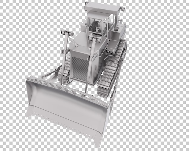 Bulldozer en la ilustración de renderizado 3d de fondo transparente