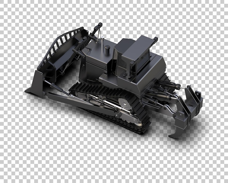 PSD bulldozer isolated on background 3d rendering illustration