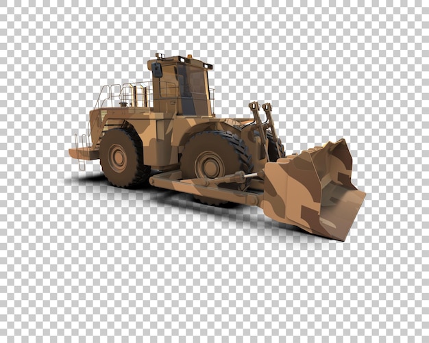 Bulldozer isolato sullo sfondo illustrazione di rendering 3D