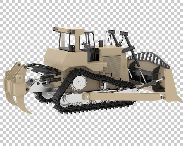 Bulldozer na ilustração de renderização 3d de fundo transparente