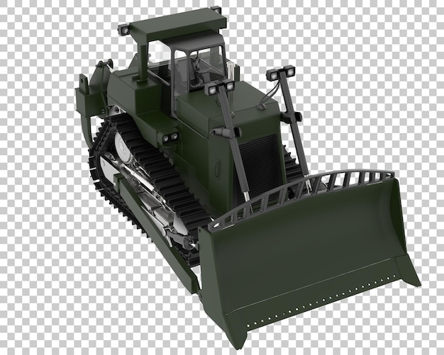 Bulldozer na ilustração de renderização 3d de fundo transparente