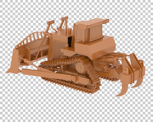 PSD bulldozer na ilustração de renderização 3d de fundo transparente