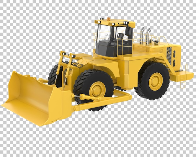 Bulldozer su sfondo trasparente 3d rendering illustrazione