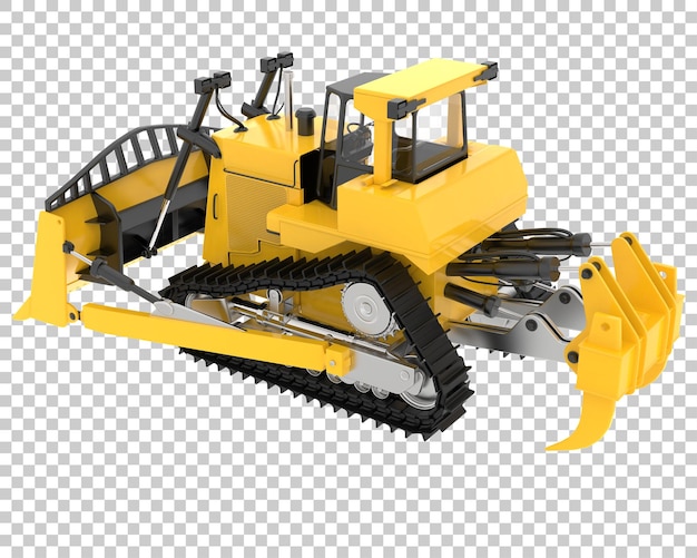 Bulldozer su sfondo trasparente 3d rendering illustrazione