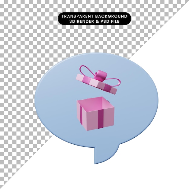 Bulle De Chat Illustration 3d Avec Boîte-cadeau Ouverte