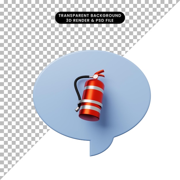 Bulle de chat illustration 3d avec extincteur