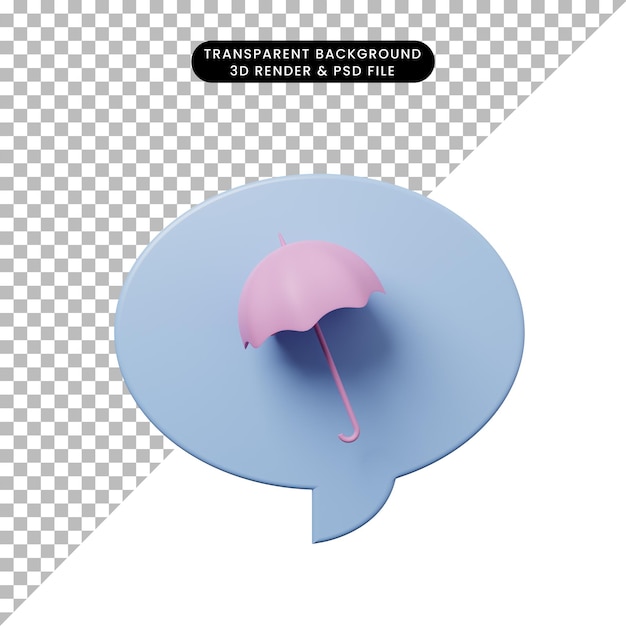 PSD bulle de chat illustration 3d avec parapluie