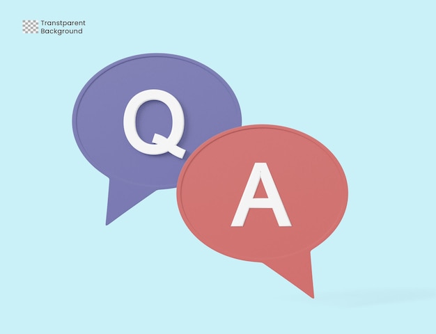 Bulle de dialogue avec q et un rendu 3d de lettres