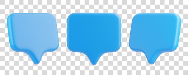 PSD bulle de parole isolée sur fond blanc ensemble d'icônes de discussion boîte de discussion boîte de message rendre 3d