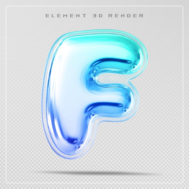 La bulle de police de la lettre f en gradient est rendue en 3D