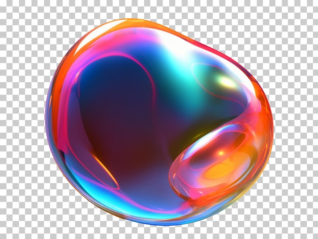 PSD bulle de verre cristal 3d avec réfraction et effet holographique isolé sur fond transparent