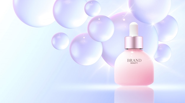 Bulles d'eau réalistes avec produit de beauté