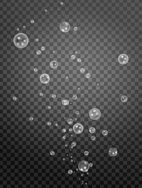 des bulles réalistes de mousse de savon aux couleurs de l'arc-en-ciel sur un fond transparent