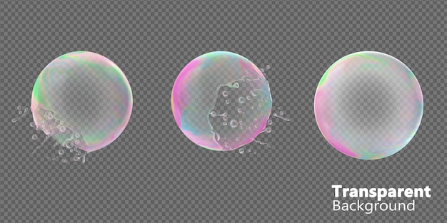 des bulles de savon sur un fond transparent