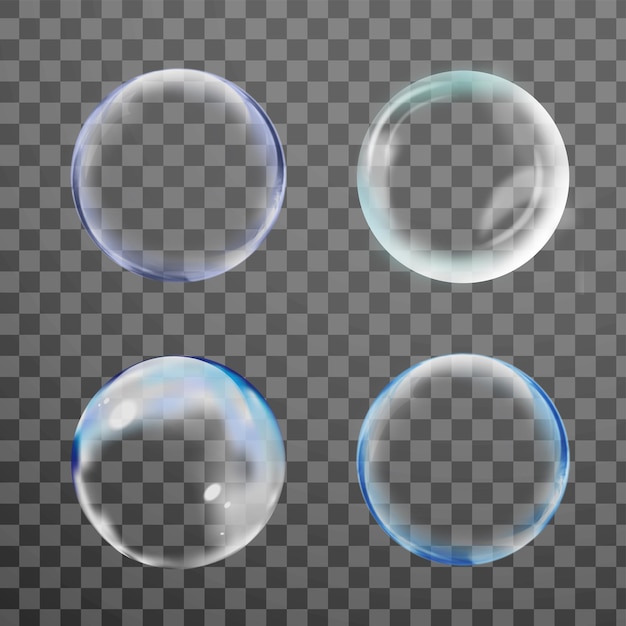 bulles de savon multicolores transparentes posées sur un fond à carreaux