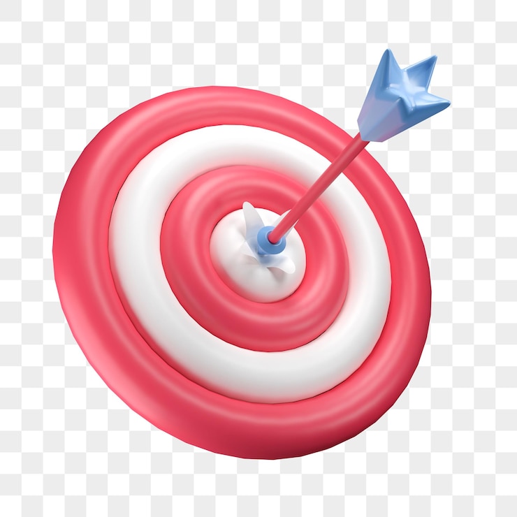 PSD bullseye della freccia dell'obiettivo 3d per il marketing e la strategia psd premium sfondo trasparente