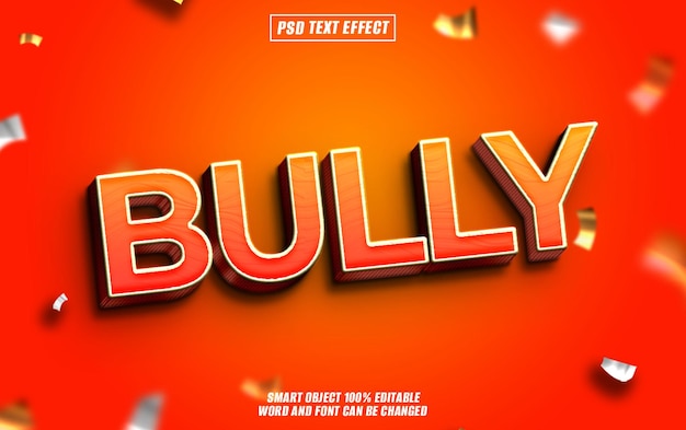 Bully-Text-Effekt Schriftart bearbeitbare Typografie 3D-Text