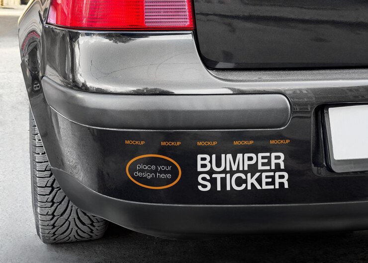 Bumper sticker mockup psd template