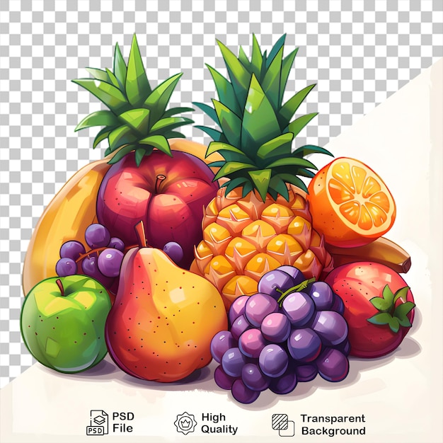 PSD a bunch fruit on a transparent background with png file