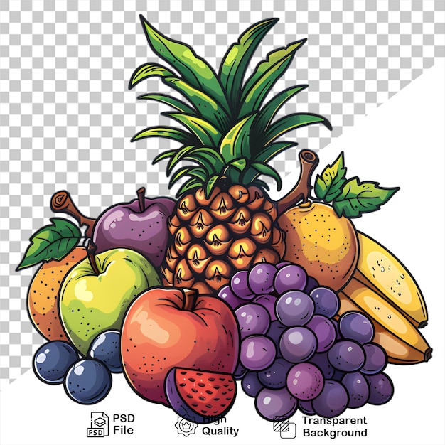 PSD a bunch fruit on a transparent background with png file