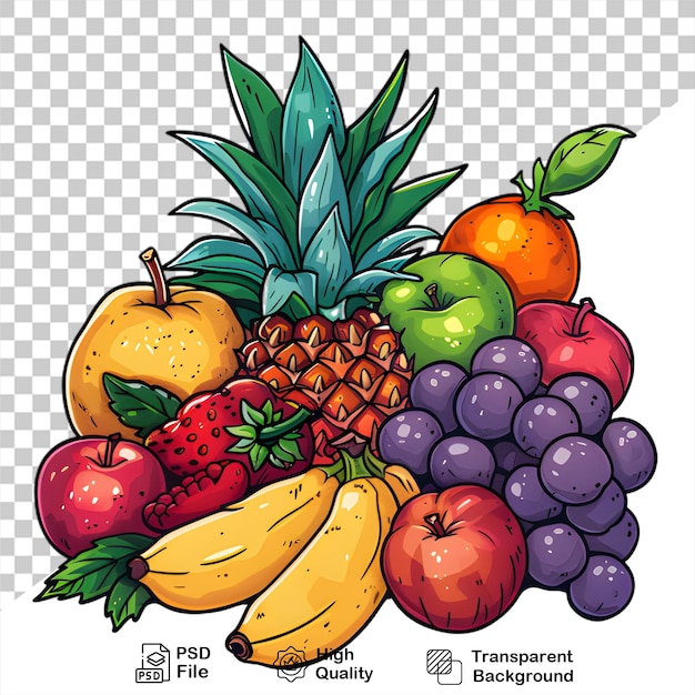 PSD a bunch fruit on a transparent background with png file
