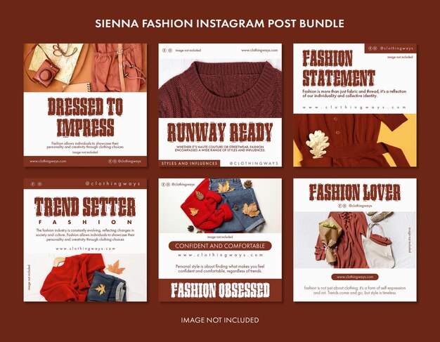 PSD bundle de postagens de moda do psd sienna no instagram