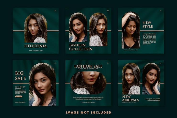 PSD bundle di modelli di banner post sui social media di moda estetica per la promozione