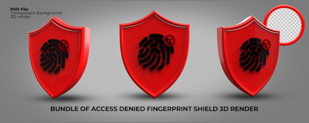 bundle of 3d render icons access denied shield