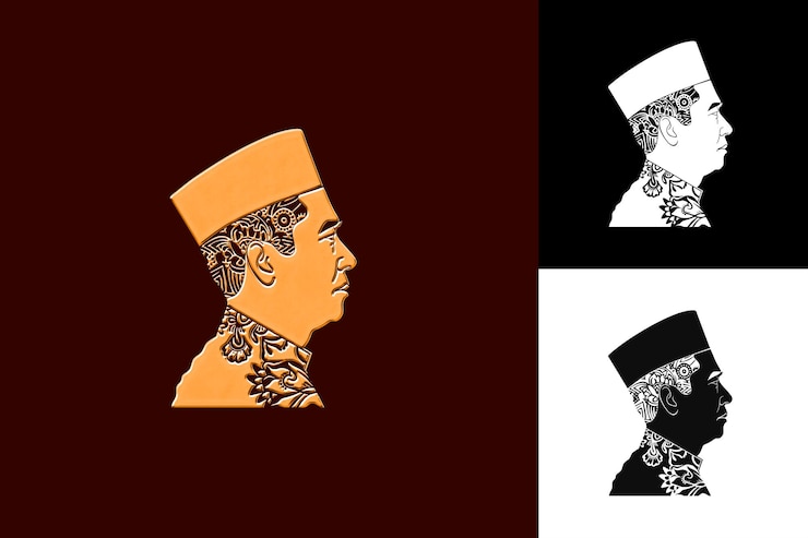PSD bung karno soekarno con un design piatto con il suo profilo ispirato alla cultura del design vettoriale astratto