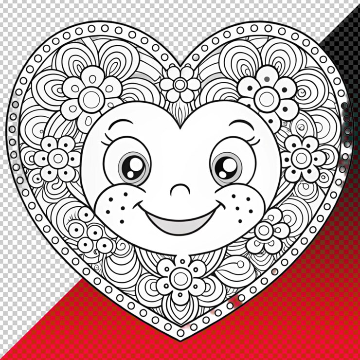 PSD bunga mehndi dengan bingkai berbentuk dekorasi hati dalam ornamen doodle oriental etnik
