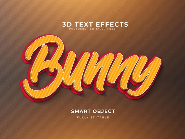 Bunny 3d style d'effet de texte modifiable psd premium avec arrière-plan