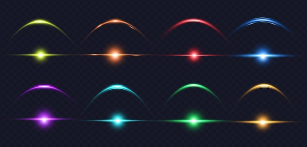 Bunt leuchtende blendenflecke mit animationsrahmen lichtkurve