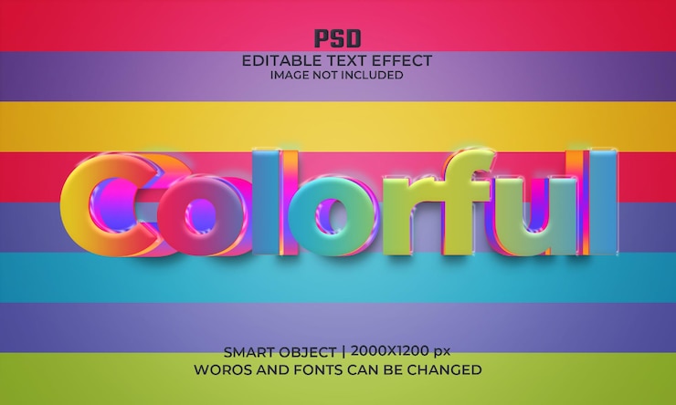 PSD bunte 3d-textstil-effektvorlage