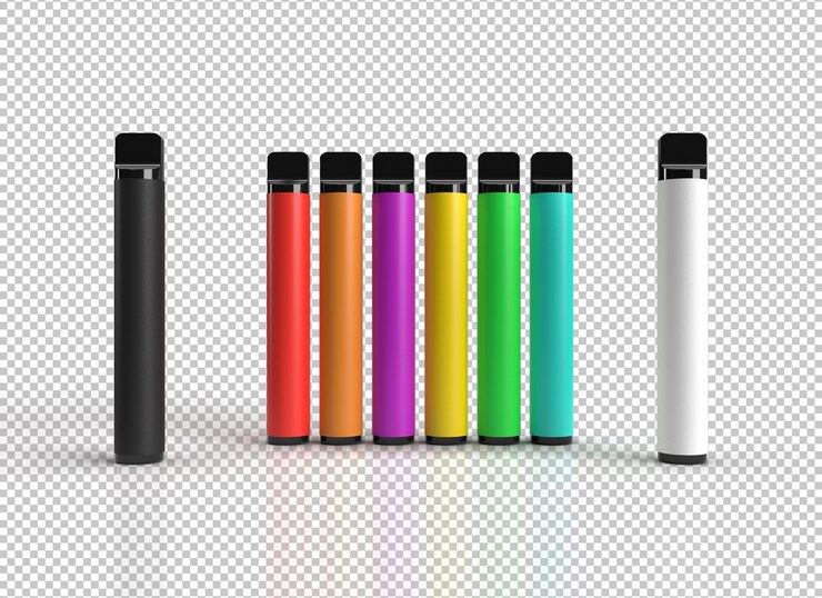 PSD bunte auswahl an elektronischen einweg-vapes mit transparentem hintergrund-alphakanal