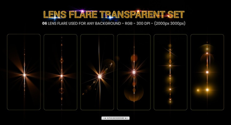 PSD bunte lens flare sammlung und beleuchtung lens flare im dunklen hintergrund