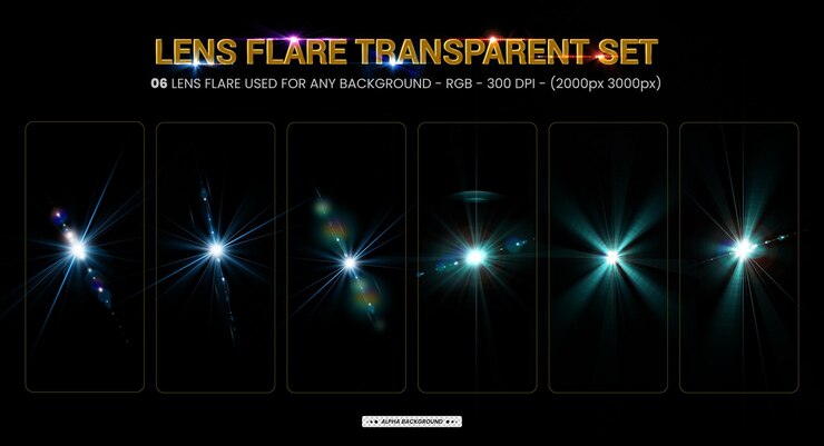 PSD bunte lens flare sammlung und beleuchtung lens flare im dunklen hintergrund