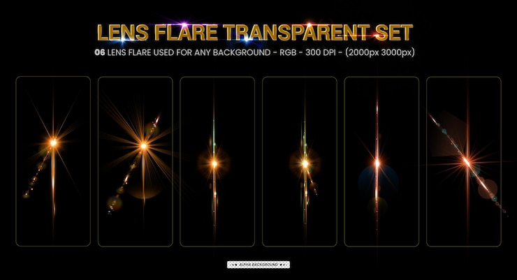 PSD bunte lens flare sammlung und beleuchtung lens flare im dunklen hintergrund