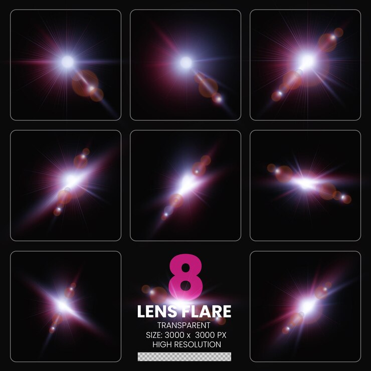 PSD bunte lens flares set linsenlichter premium collection psd