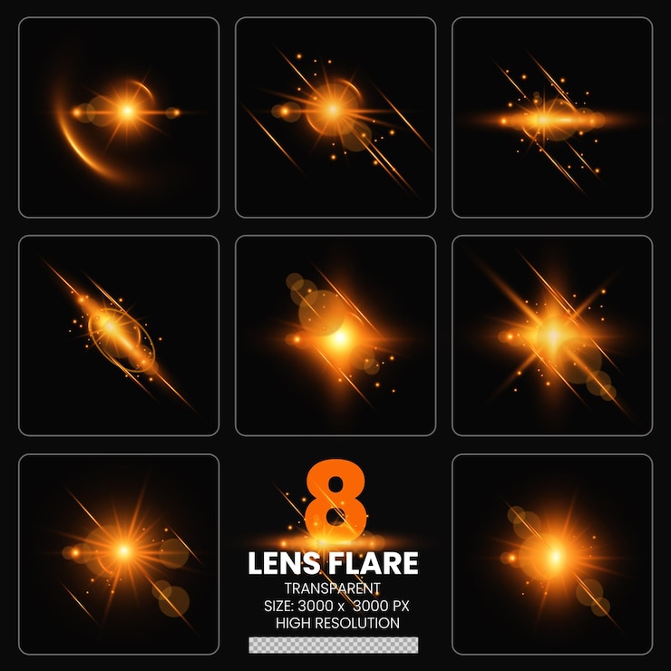 PSD bunte lens flares set linsenlichter premium collection psd