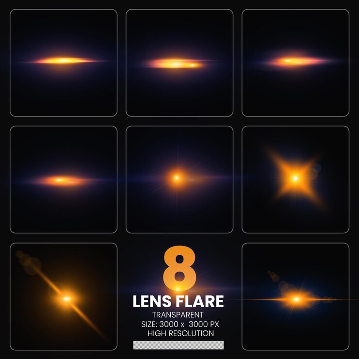 PSD bunte lens flares set linsenlichter premium collection psd